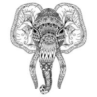 dessin au trait tête d'éléphant vecteur