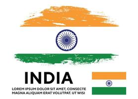 vecteur de conception de drapeau de texture grunge délavé coloré indien