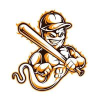 illustration de logo de mascotte de baseball fantôme fantasmagorique vecteur