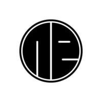 ne vecteur de modèle de logo de cercle initial. ne lettre initiale fractionnée minuscule monogramme moderne lié contour logo arrondi