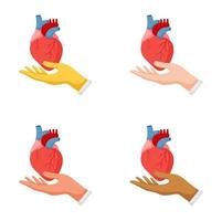ensemble de gestes des mains avec le cœur humain vecteur