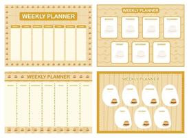 planificateur hebdomadaire, modèle de conception d'horaire pour enfants vecteur