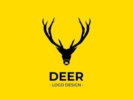 le logo du cerf noir sur fond jaune peut être utilisé comme logo d'entreprise ou comme référence de conception de logo. vecteur