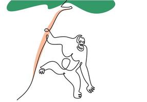 une seule ligne continue de la journée internationale de l'orang-outan vecteur