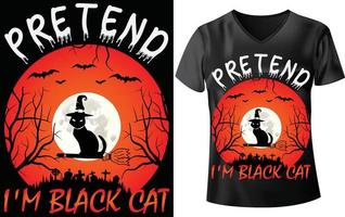 conception de t-shirt chat halloween, prétendre que je suis un chat noir vecteur