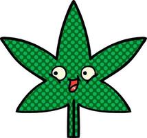 feuille de marijuana de dessin animé de style bande dessinée vecteur