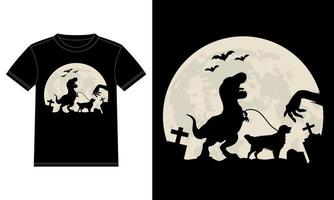 t-shirt halloween drôle de lune de dinosaure golden retriever vecteur