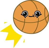 basket-ball de dessin animé rétro couleur plate vecteur