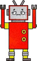 robot de dessin animé de texture grunge rétro vecteur