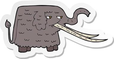 autocollant d'un mammouth laineux de dessin animé vecteur