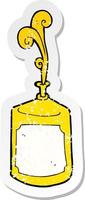 autocollant rétro en détresse d'une bouteille de moutarde éjacule de dessin animé vecteur