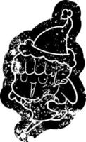 icône de dessin animé en détresse d'une femme portant un bonnet de noel vecteur