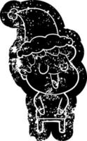 dessin animé riant icône en détresse d'un homme portant un bonnet de noel vecteur