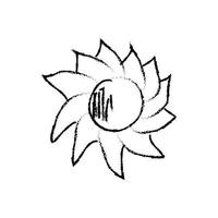 illustration de cosmos doodle dans un style enfantin. soleil abstrait dessiné à la main. noir et blanc. vecteur