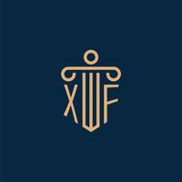 xf initiale pour le logo du cabinet d'avocats, logo de l'avocat avec pilier vecteur