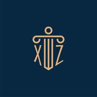 xz initiale pour le logo du cabinet d'avocats, logo de l'avocat avec pilier vecteur