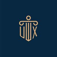 ux initial pour le logo du cabinet d'avocats, logo de l'avocat avec pilier vecteur