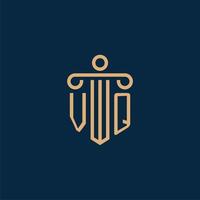 vq initiale pour le logo du cabinet d'avocats, logo de l'avocat avec pilier vecteur