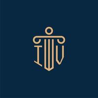 iv initiale pour le logo du cabinet d'avocats, logo de l'avocat avec pilier vecteur