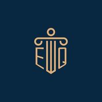 eq initiale pour le logo du cabinet d'avocats, logo de l'avocat avec pilier vecteur