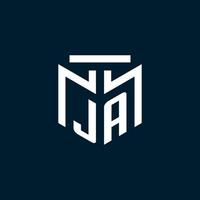 logo initial monogramme ja avec un design de style géométrique abstrait vecteur