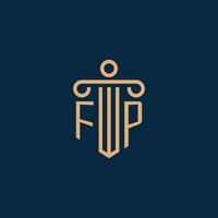 fp initial pour le logo du cabinet d'avocats, logo de l'avocat avec pilier vecteur