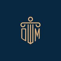 om initiale pour le logo du cabinet d'avocats, logo de l'avocat avec pilier vecteur