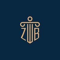 zb initiale pour le logo du cabinet d'avocats, logo de l'avocat avec pilier vecteur