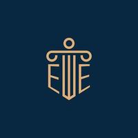 ee initiale pour le logo du cabinet d'avocats, logo de l'avocat avec pilier vecteur