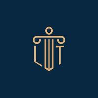 lt initiale pour le logo du cabinet d'avocats, logo de l'avocat avec pilier vecteur