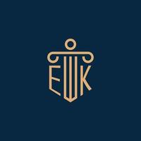 ek initiale pour le logo du cabinet d'avocats, logo de l'avocat avec pilier vecteur