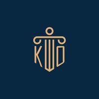 ko initiale pour le logo du cabinet d'avocats, logo de l'avocat avec pilier vecteur