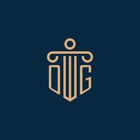 og initiale pour le logo du cabinet d'avocats, logo de l'avocat avec pilier vecteur