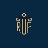 rf initiale pour le logo du cabinet d'avocats, logo de l'avocat avec pilier vecteur
