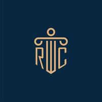 rc initial pour le logo du cabinet d'avocats, logo de l'avocat avec pilier vecteur