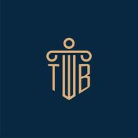 tb initiale pour le logo du cabinet d'avocats, logo de l'avocat avec pilier vecteur