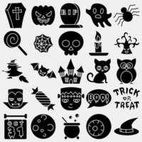 jeu d'icônes halloween elements.icon dans le style glyphe. convient aux impressions, affiches, dépliants, décoration de fête, carte de voeux, etc. vecteur