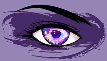fille anime aux yeux violets. vecteur