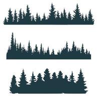 un ensemble de trois silhouettes de forêts de conifères pour vous vecteur