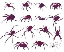 ensemble de silhouettes d'araignées effrayantes vecteur