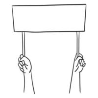 les deux mains tenant une illustration vectorielle de bannière doodle vecteur