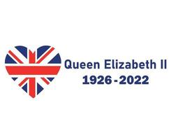 reine elizabeth 1926 2022 bleu et britannique royaume uni drapeau coeur national europe emblème icône illustration vectorielle élément de conception abstraite vecteur