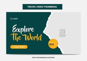 vignette vidéo et bannière web de l'agence de voyages. miniature de la vidéo sur les médias sociaux du service de marketing touristique vecteur