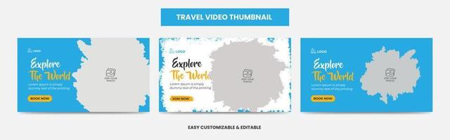 vignette vidéo et bannière web de l'agence de voyages. miniature de la vidéo sur les médias sociaux du service de marketing touristique