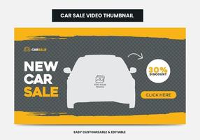 vignette vidéo de promotion de vente de voiture et bannière Web. miniature de la vidéo sur les médias sociaux du service de location de voitures vecteur