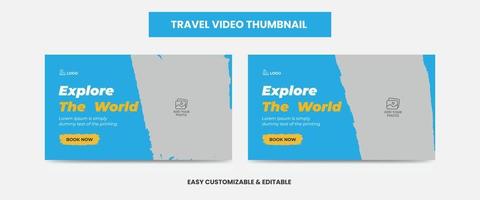 vignette vidéo et bannière web de l'agence de voyages. miniature de la vidéo sur les médias sociaux du service de marketing touristique vecteur