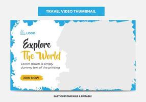 vignette vidéo et bannière web de l'agence de voyages. miniature de la vidéo sur les médias sociaux du service de marketing touristique vecteur