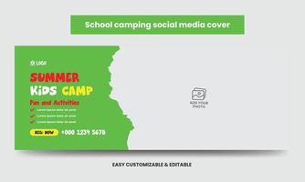 photo de couverture des médias sociaux du camp d'été pour enfants vecteur