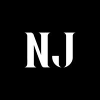 création de logo de lettre nj nj. lettre initiale nj logo monogramme majuscule couleur blanche. logo nj, conception nj. nj, nj vecteur