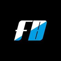 création de logo de lettre fb sur fond noir. fb creative initiales lettre logo concept. conception d'icône fb. conception d'icône de lettre fb blanche et bleue sur fond noir. facebook